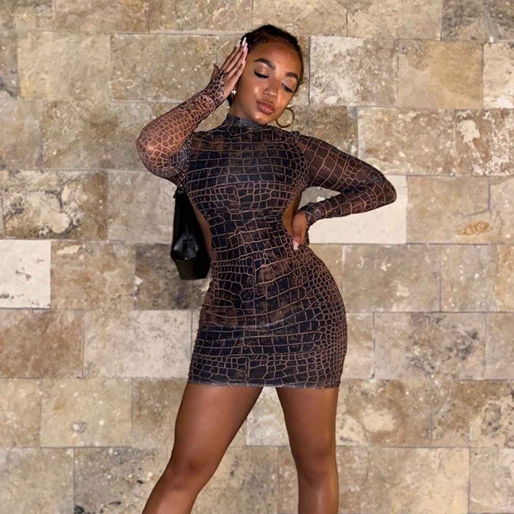 Snake Print Backless Dress
